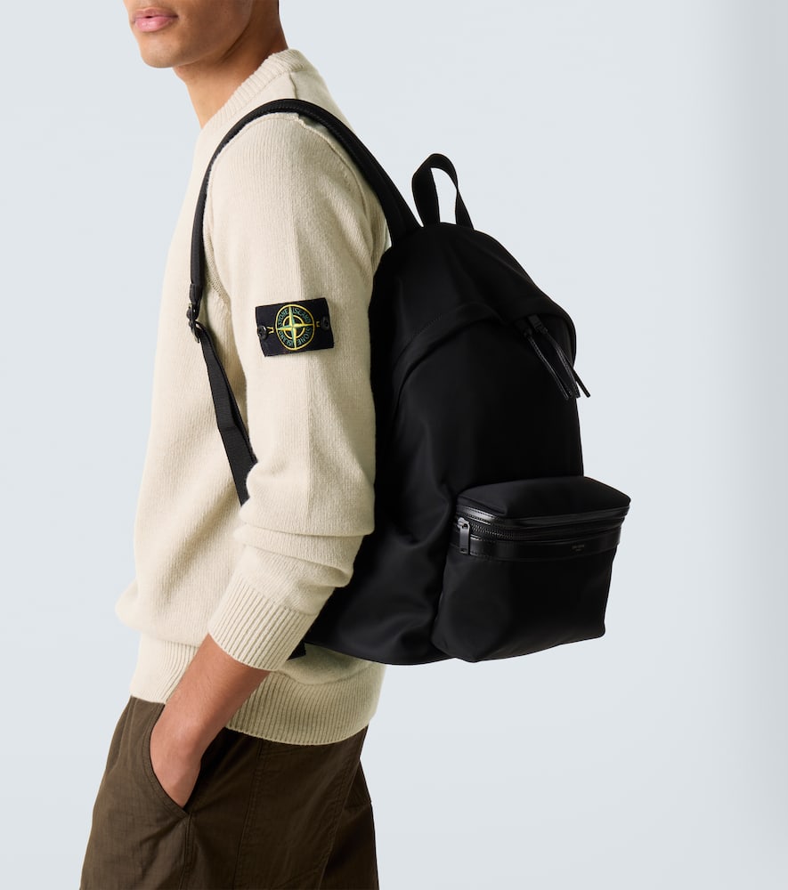 Stone Island Compass Patch Rib Virgin Wool Crewneck Sweater In White