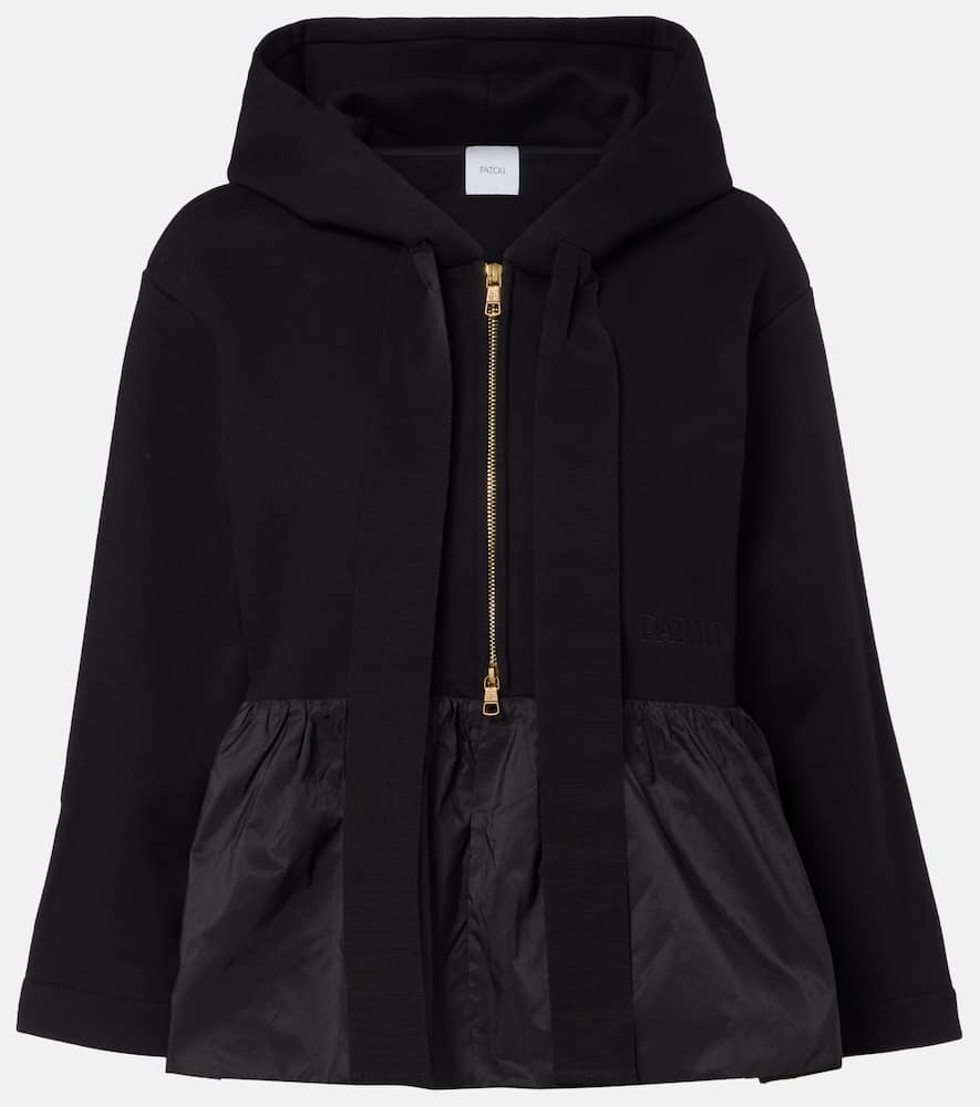Patou Faille-trimmed Cotton Jersey Zip-up Hoodie In Black