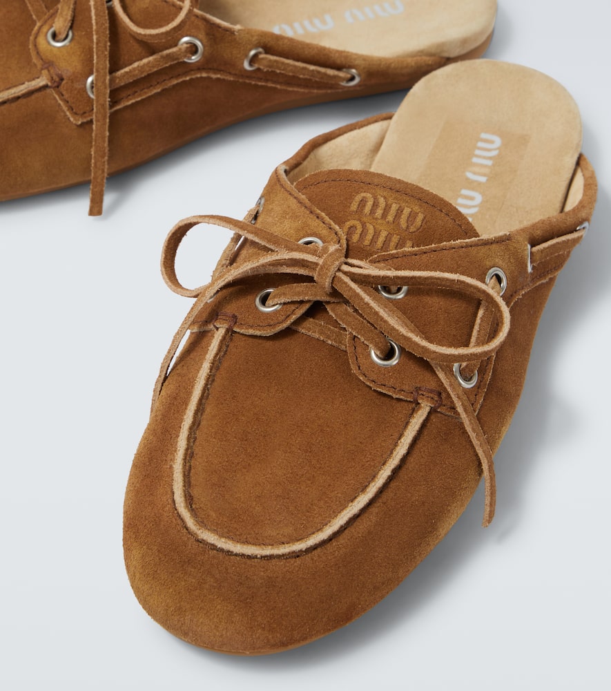 Miu Miu Suede Mules In Brown