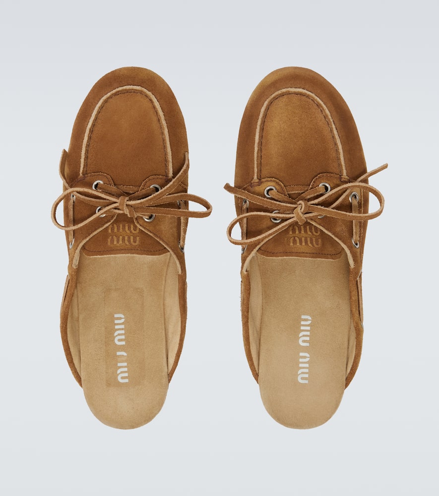 Miu Miu Suede Mules In Brown
