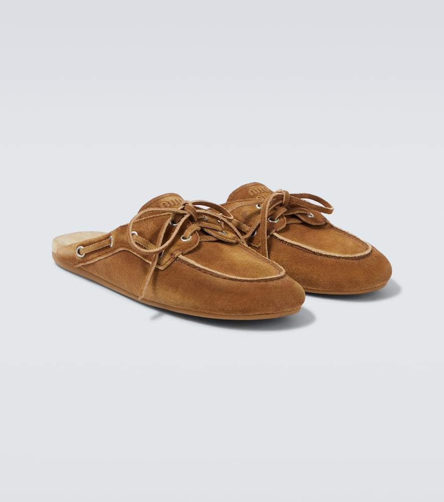 Miu Miu Suede Mules In Brown