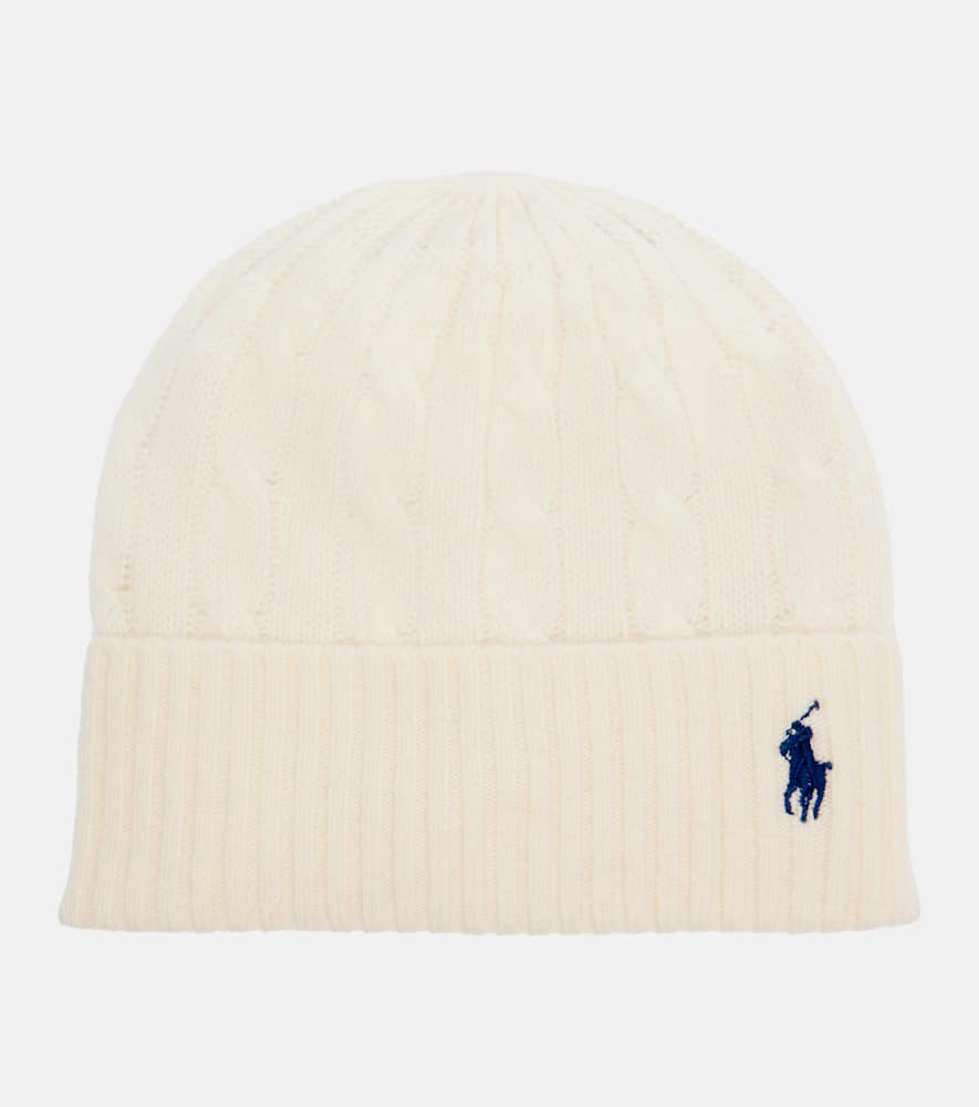 Ralph Lauren Embroidered Wool And Cashmere Beanie In White