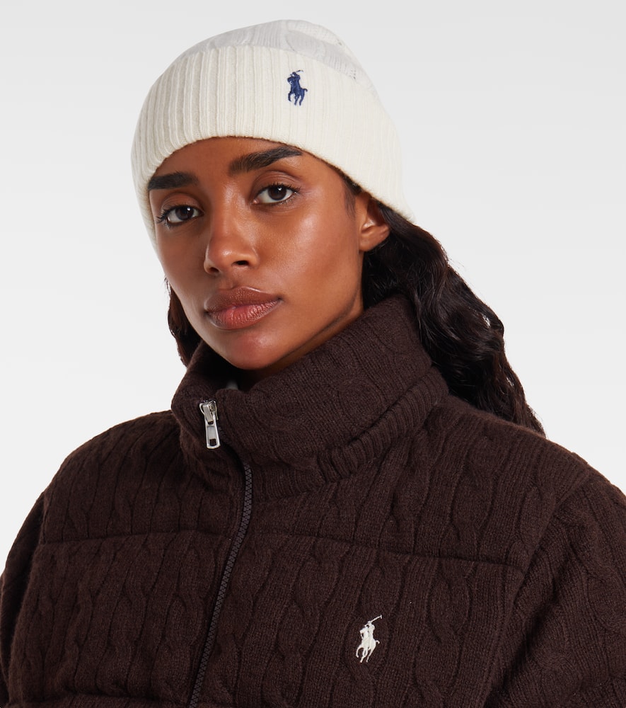 Ralph Lauren Embroidered Wool And Cashmere Beanie In White