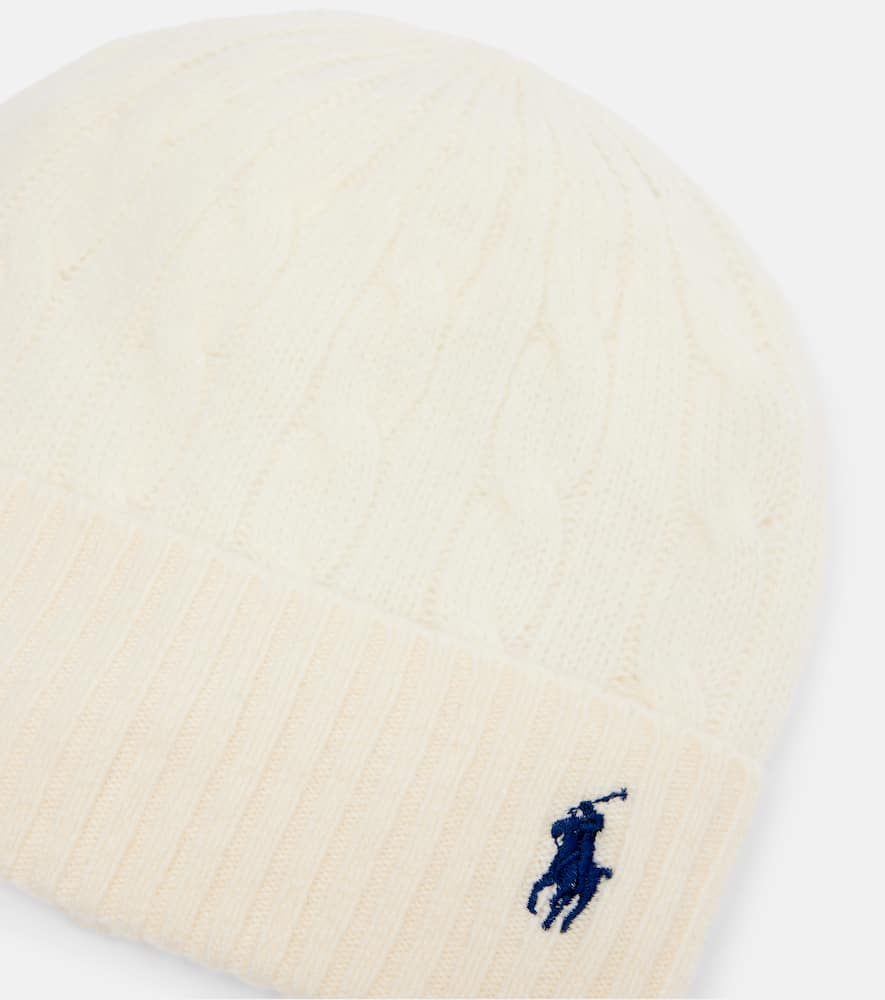 Ralph Lauren Embroidered Wool And Cashmere Beanie In White