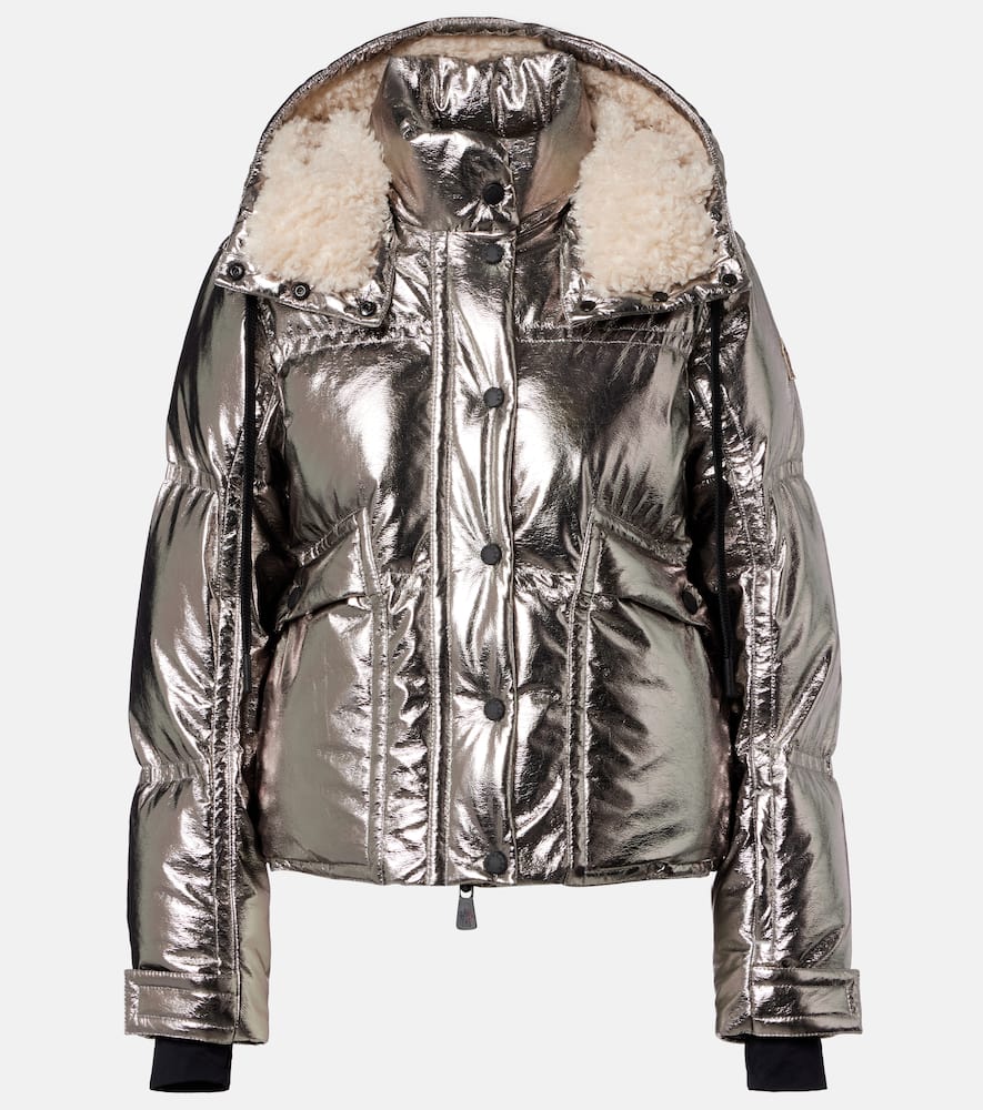 Moncler Calaque Metallic-effect Down Ski Jacket In Silver