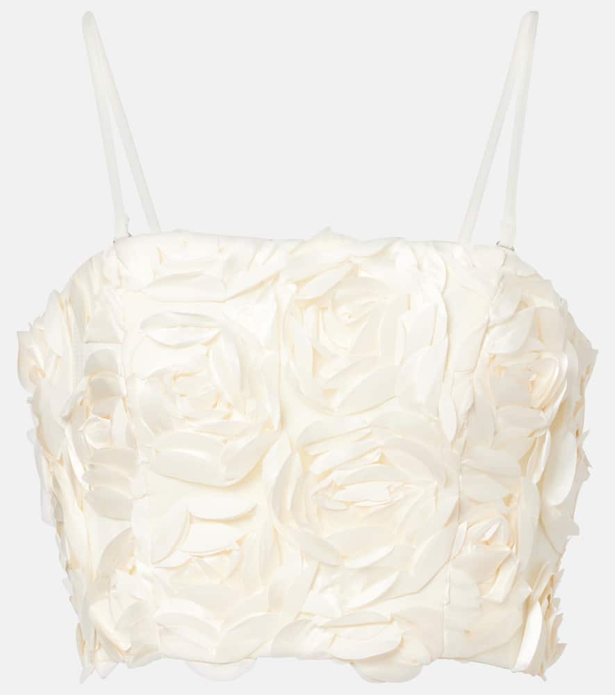 Floral-appliqué crop top