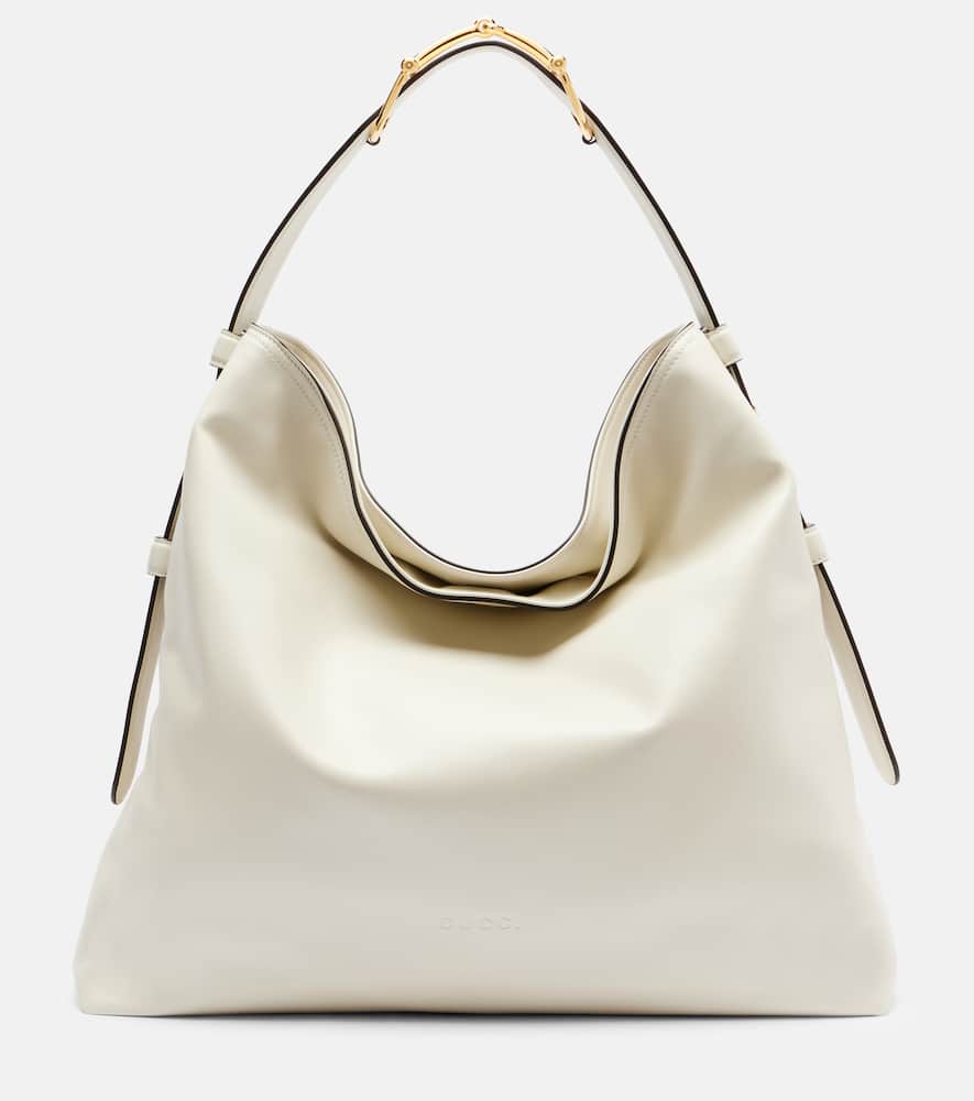Gucci Tote Maxi Horsebit Large Aus Leder In White