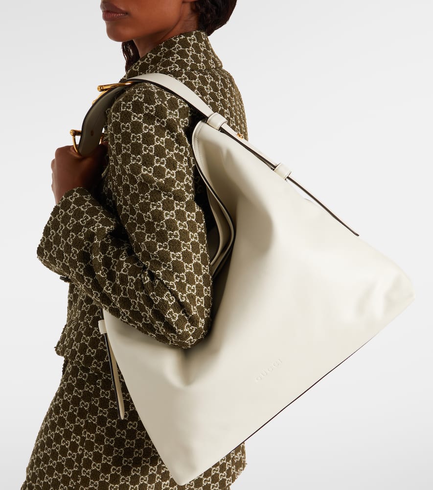 Gucci Tote Maxi Horsebit Large Aus Leder In White