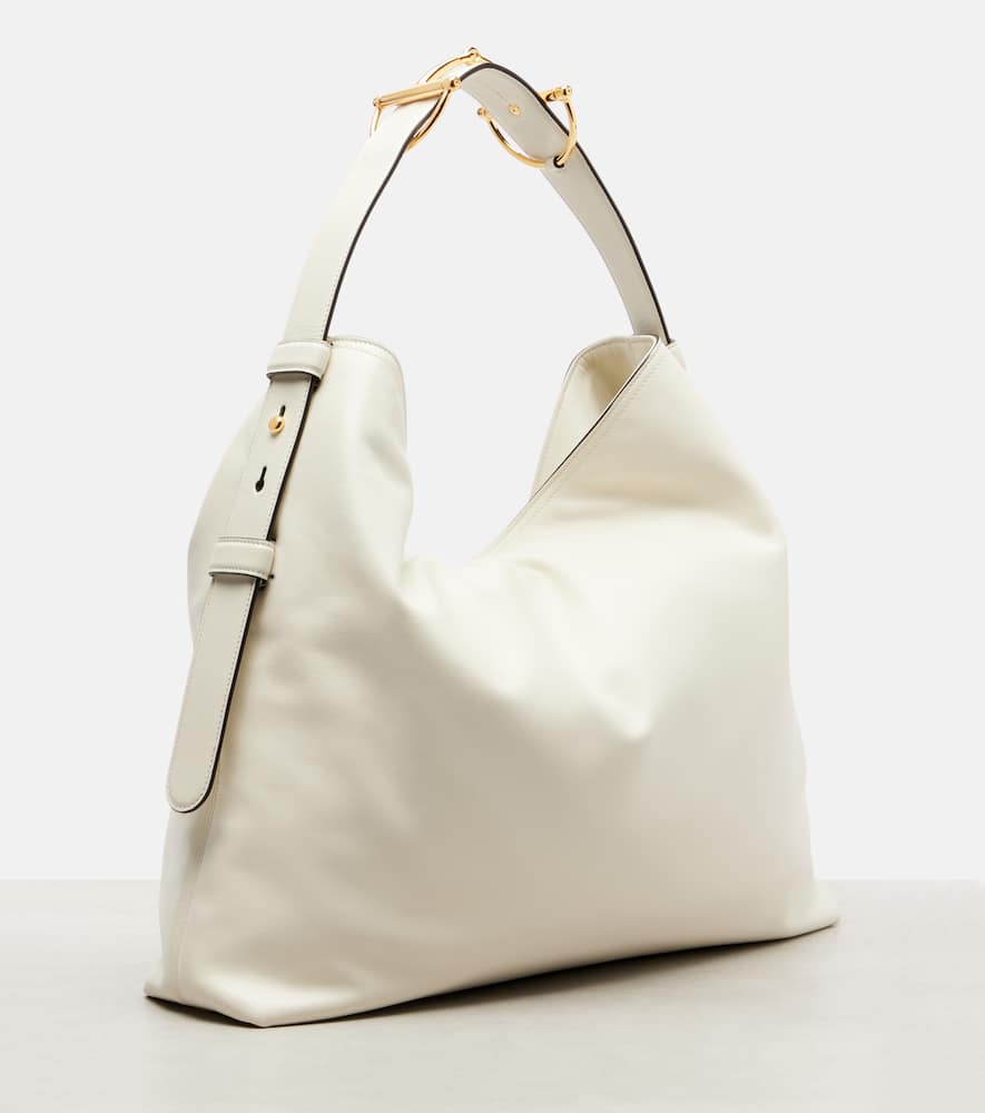 Gucci Tote Maxi Horsebit Large Aus Leder In White
