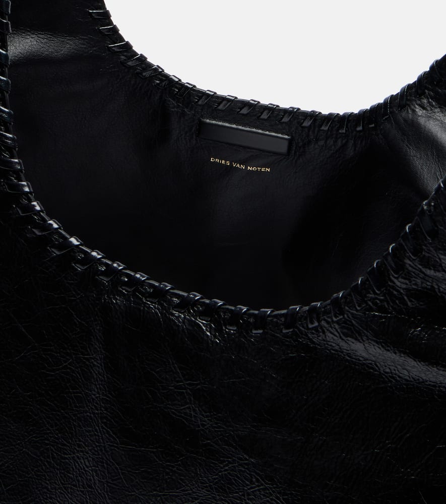 Dries Van Noten Braided-edge Leather Tote Bag In Black