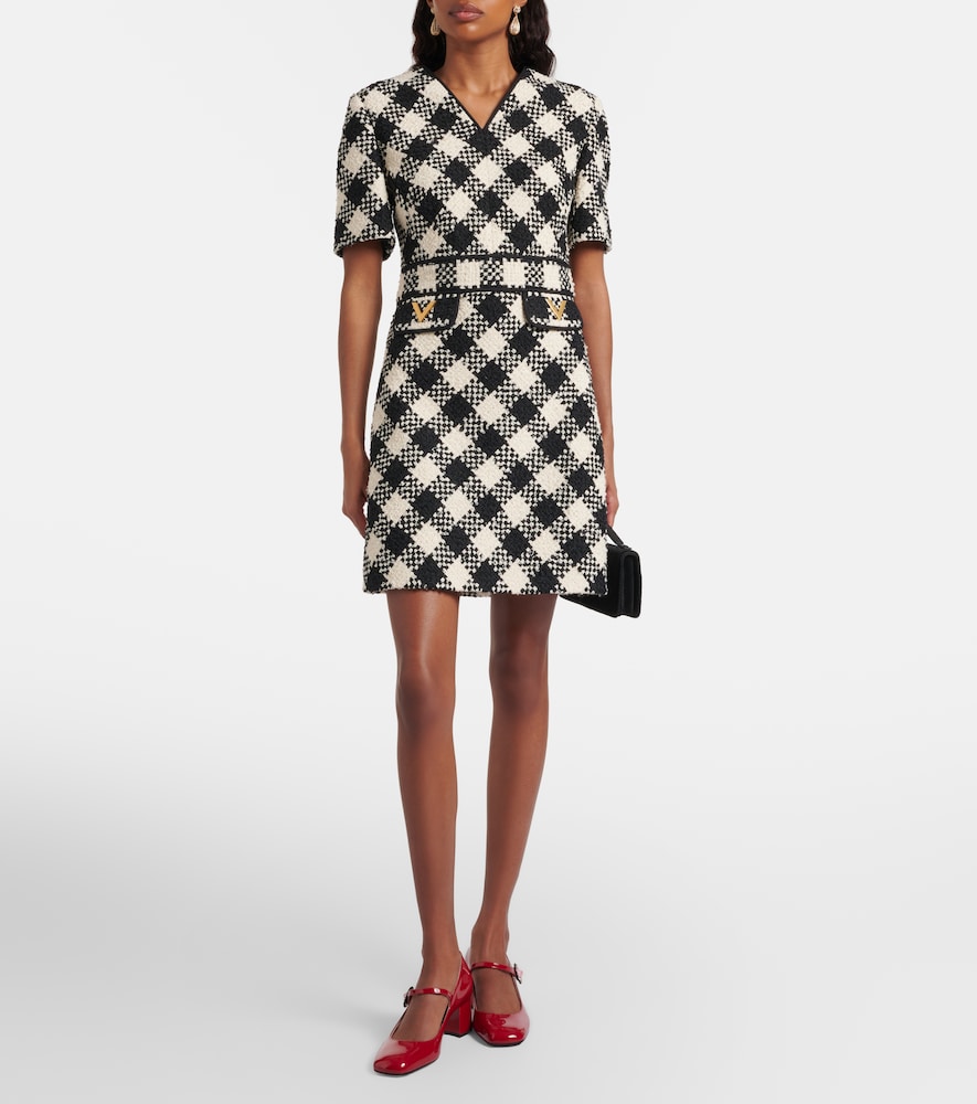 Vgold Checked Tweed Minidress