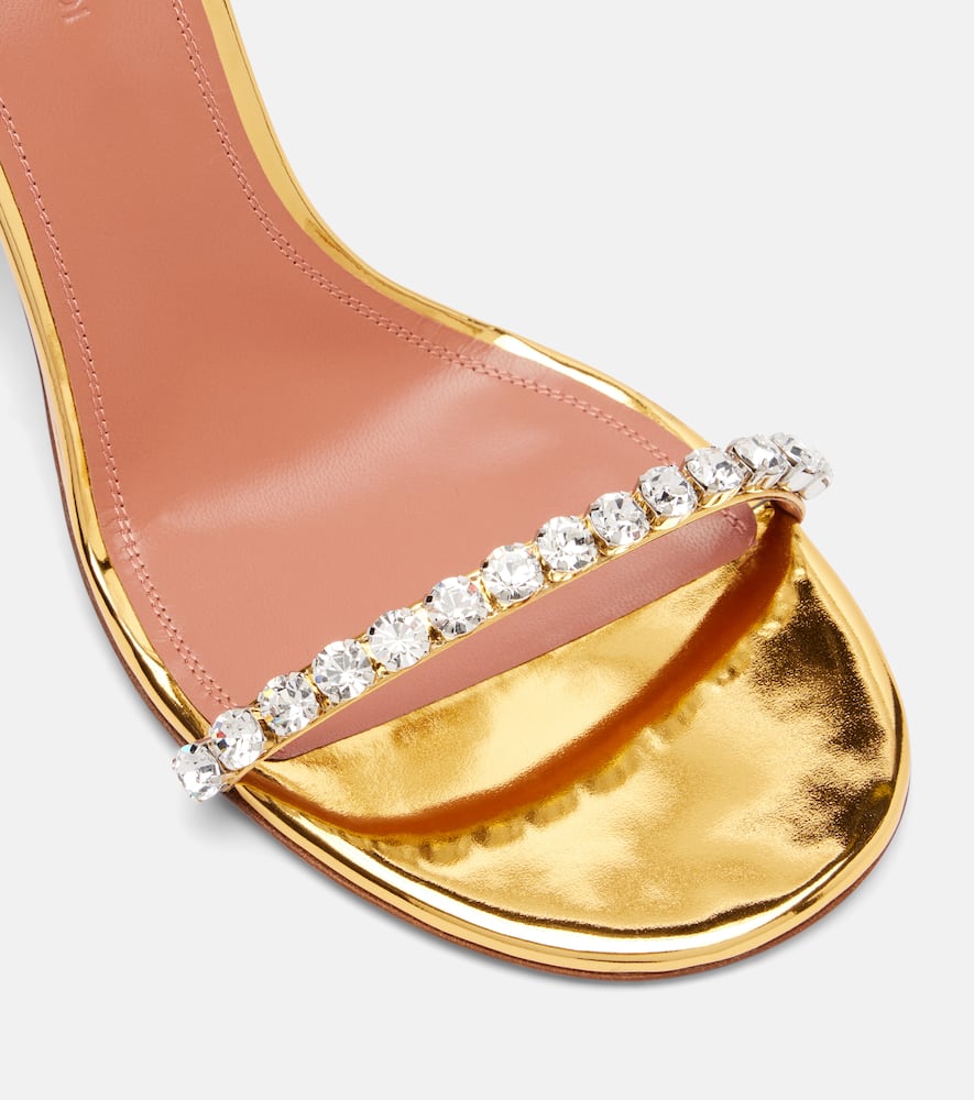 Amina Muaddi Gigi 95 Embellished Leather Sandals In Gold