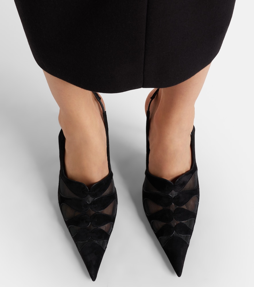 Christian Louboutin Circus Max suede and mesh slingback pumps