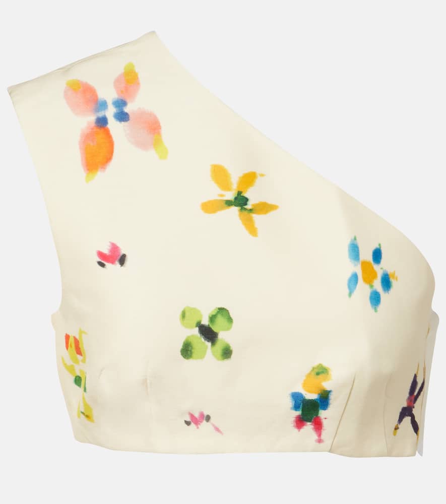 AlÃ©mais Top cropped Sidi in misto lino con stampa