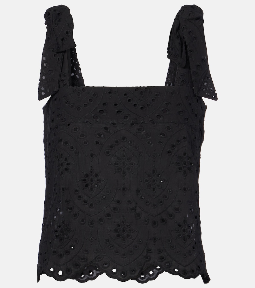 Poupette St Barth Noa broderie anglaise cotton top
