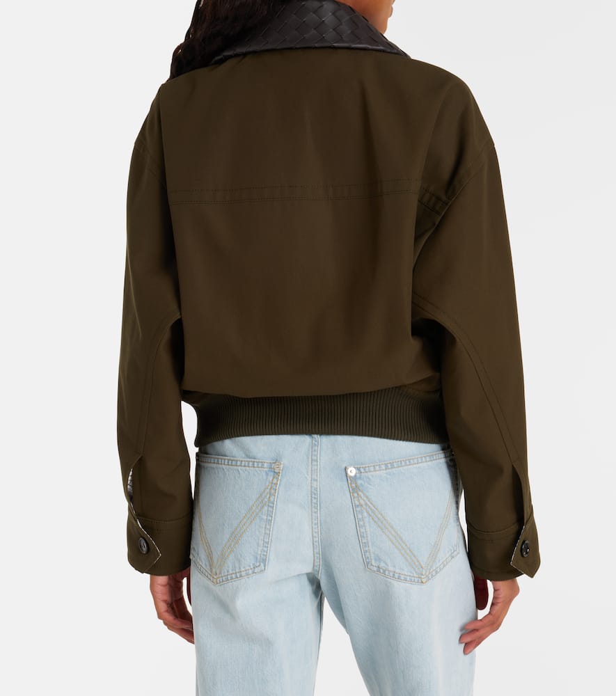 Bottega Veneta Leather-trimmed Cotton Twill Blouson Jacket In Green