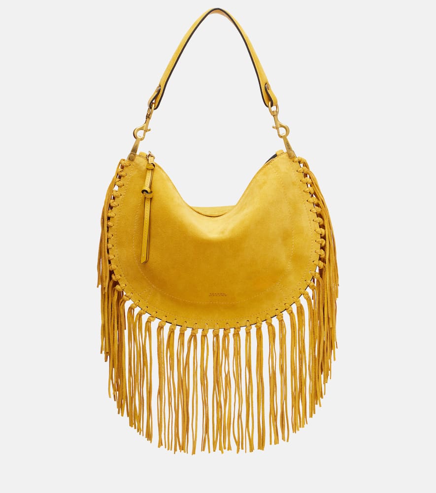 Isabel Marant Oskan Fringed Suede Shoulder Bag In Yellow
