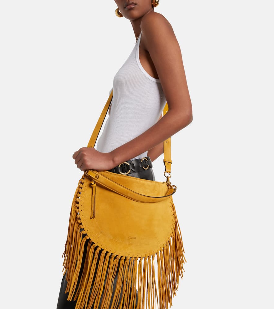 Isabel Marant Oskan Fringed Suede Shoulder Bag In Yellow