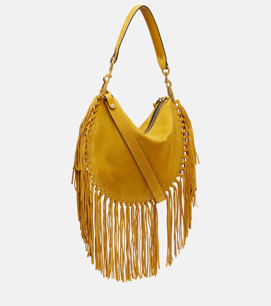 Isabel Marant Oskan Fringed Suede Shoulder Bag In Yellow