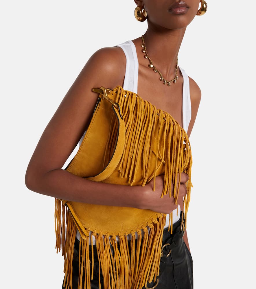 Isabel Marant Oskan Fringed Suede Shoulder Bag In Yellow