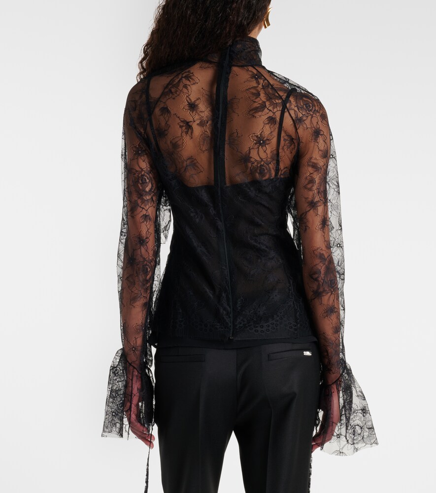  Blumarine Blumarine Ruffled Sheer Lace Blouse 