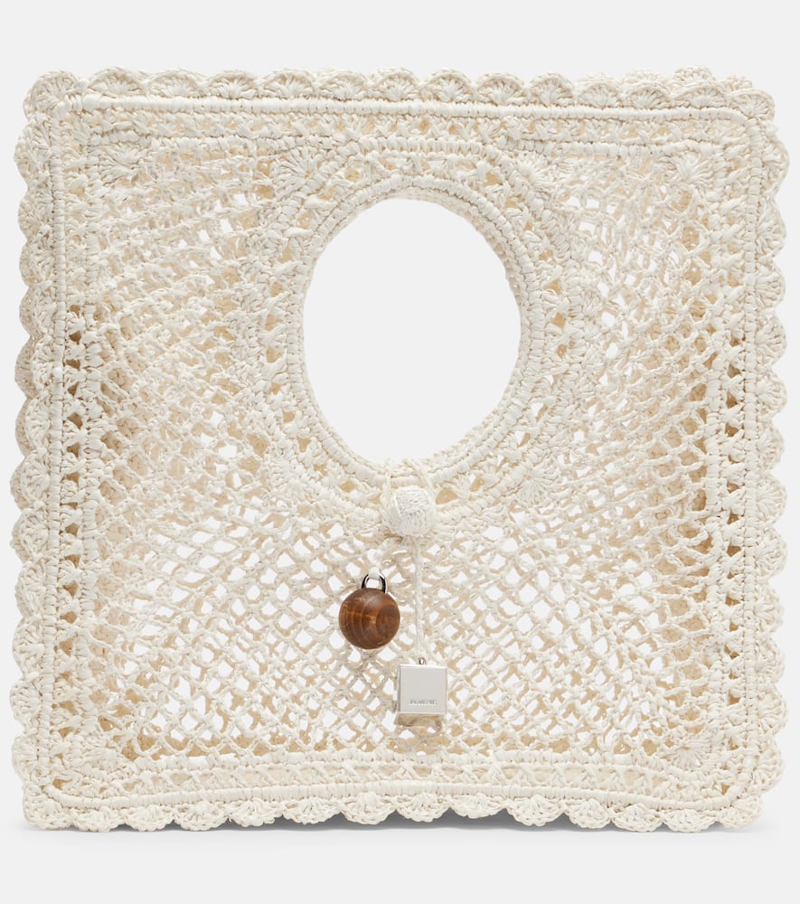 Jacquemus Spiaggia Small Lace Tote Bag In White
