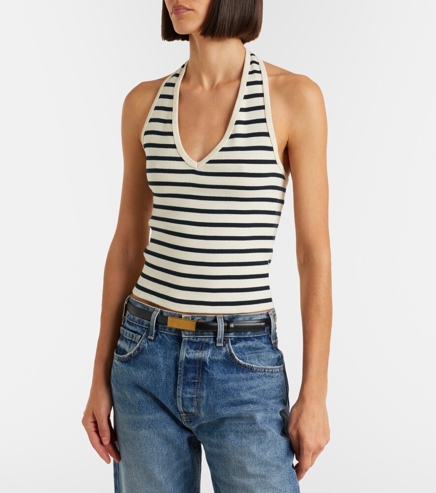 Nili Lotan Britt striped halterneck cotton top