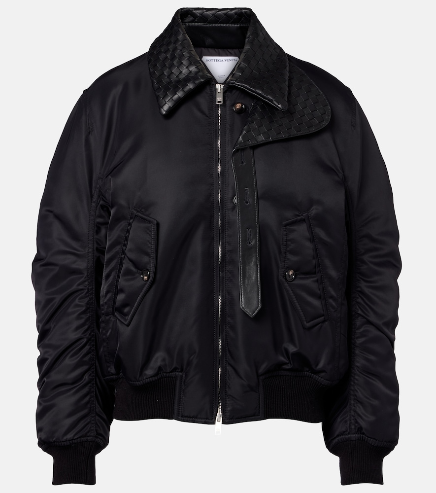 Bottega Veneta Intrecciato leather-trimmed blouson jacket