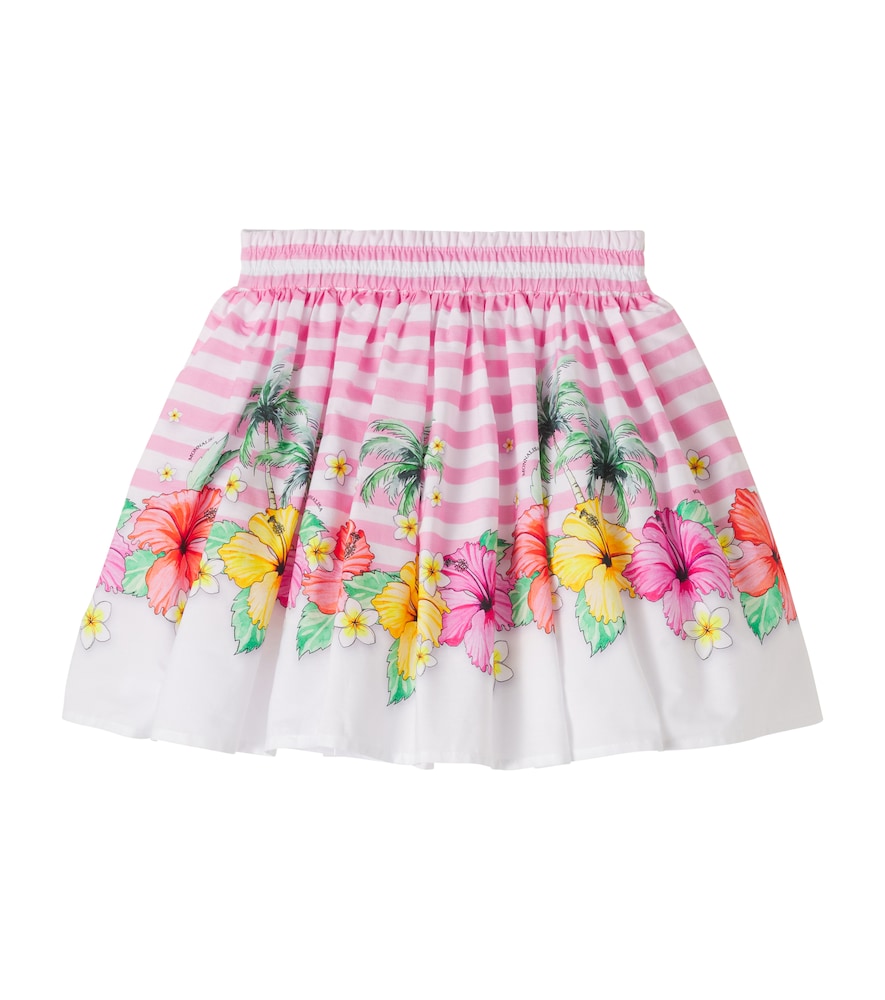 Monnalisa Pink Floral Striped Tulle-Trimmed Cotton Skirt Y Size 2 - Mytheresa