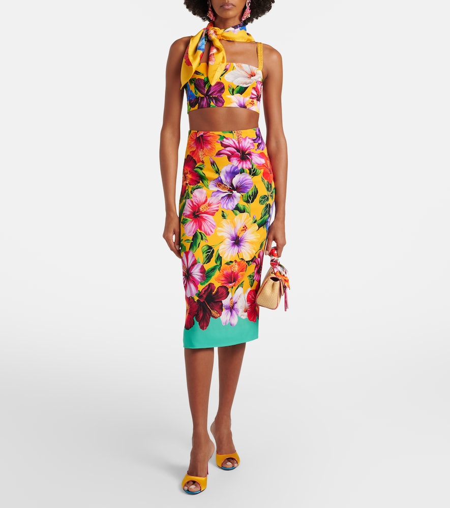 Dolce & Gabbana Floral silk-blend pencil skirt