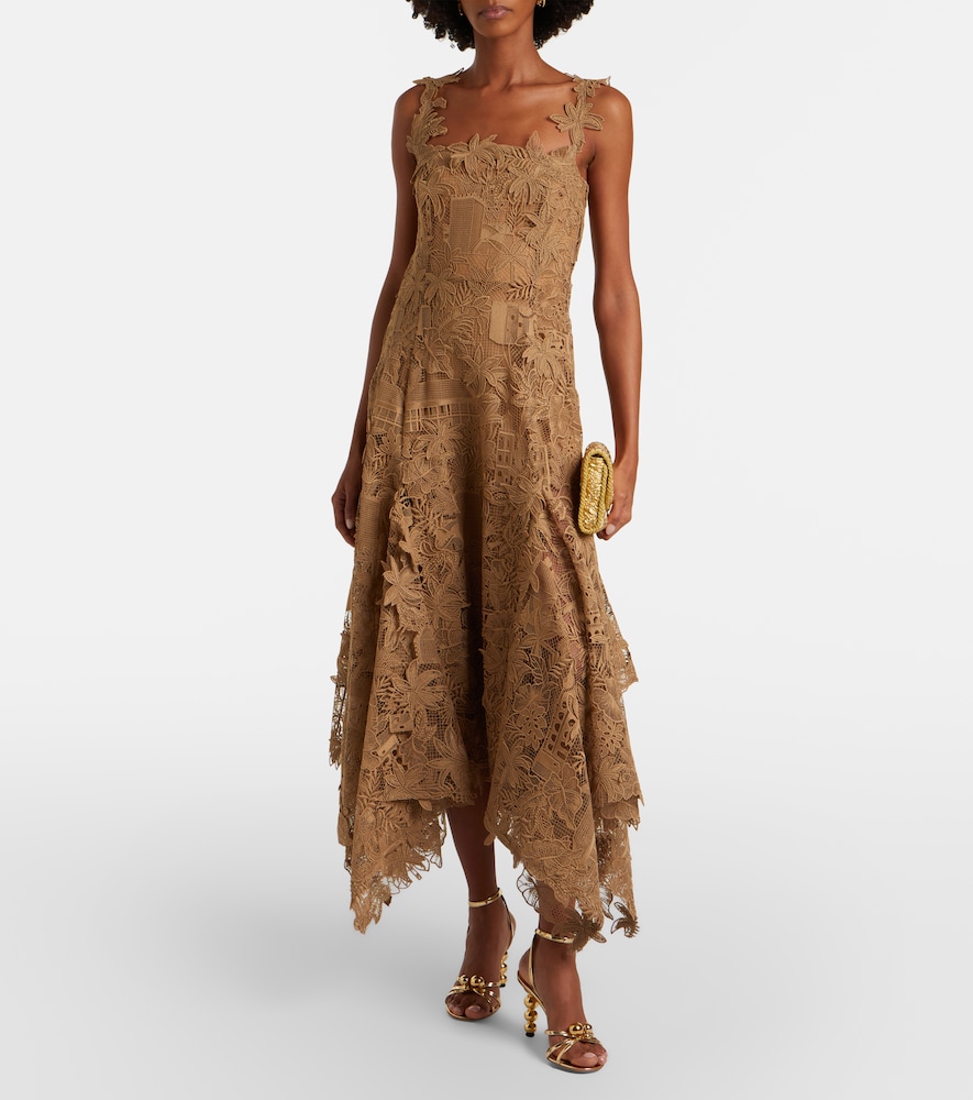 Oscar de la Renta Floral guipure lace midi dress