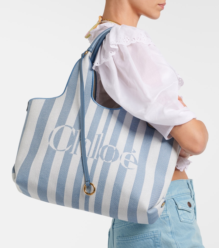 Chloé Chloé Stripy Large logo canvas tote bag