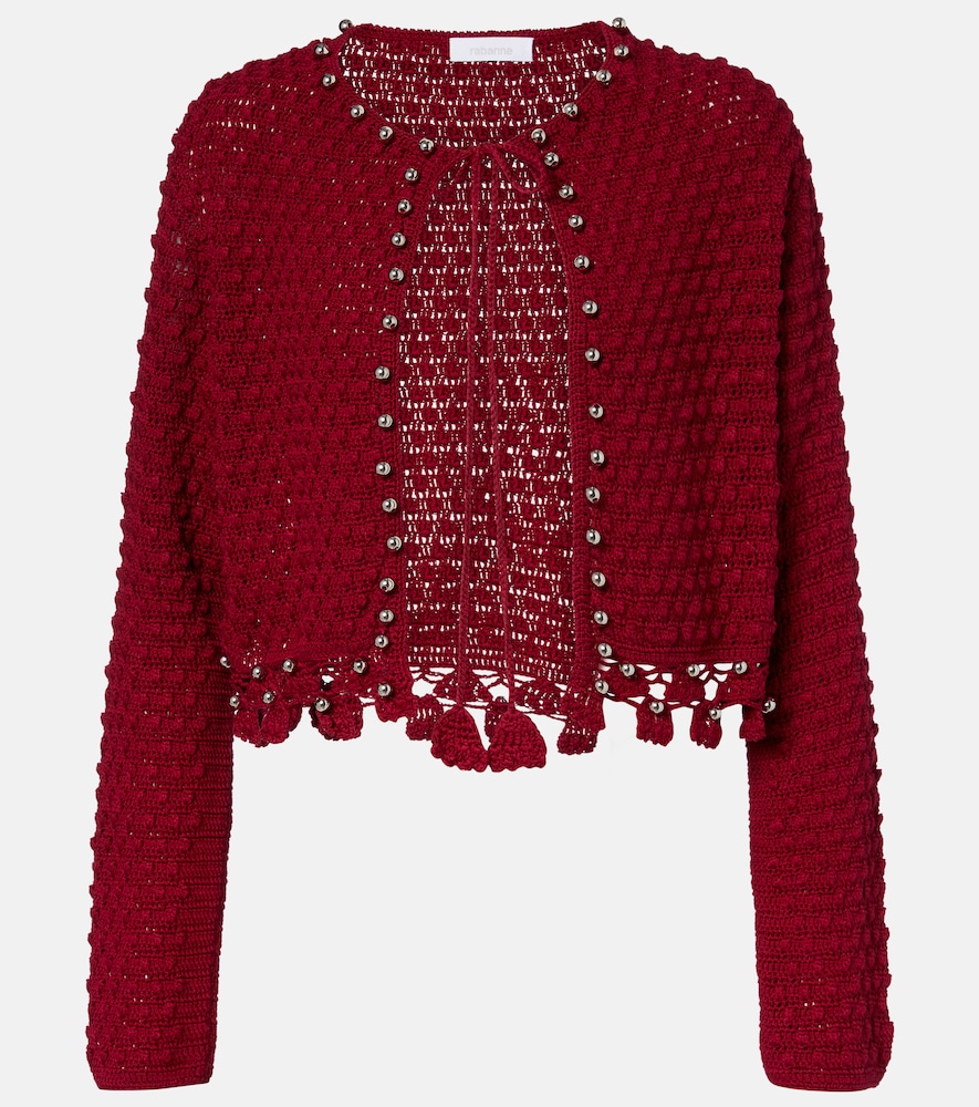 Rabanne Studded crochet cotton cardigan | Thumbnail 7