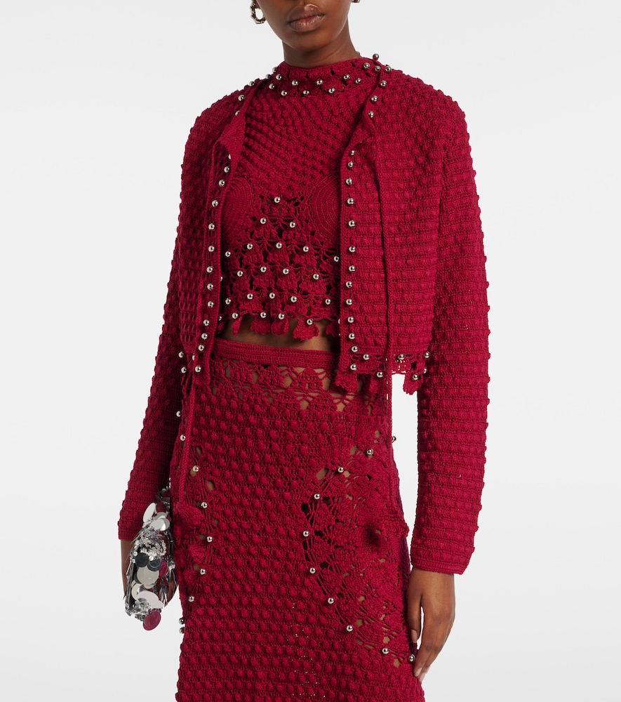 Rabanne Studded crochet cotton cardigan