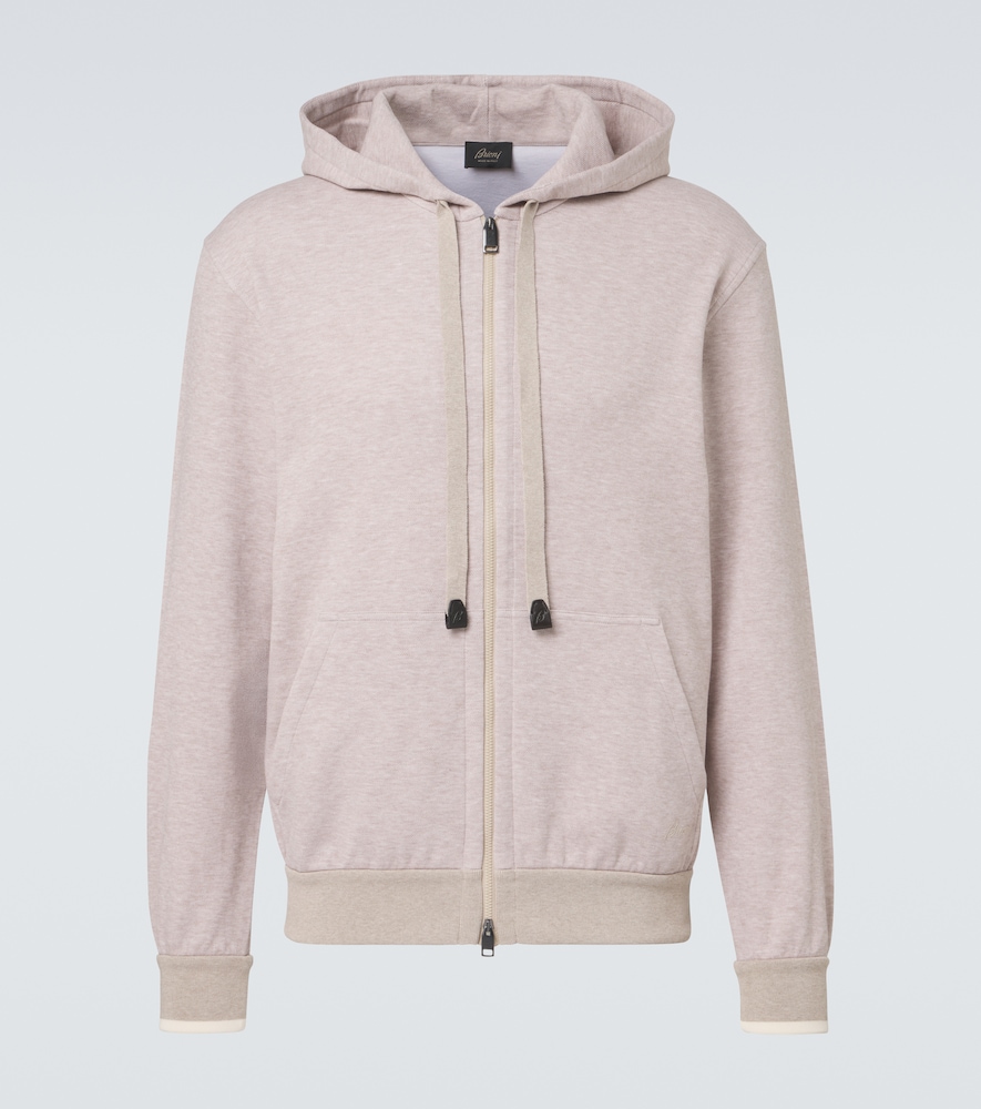 Felpa con cappuccio in misto cotone con zip