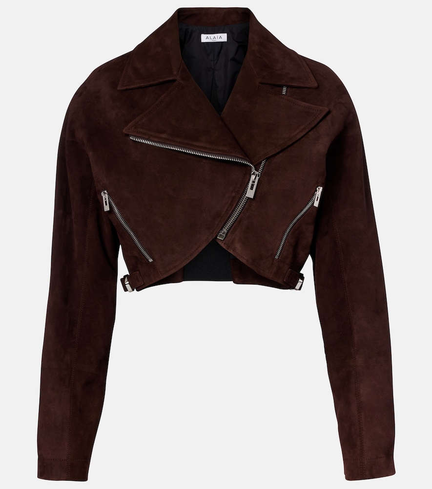Alaia Women's Brown Cropped Suede Biker Jacket UK Size 10 - Mytheresa