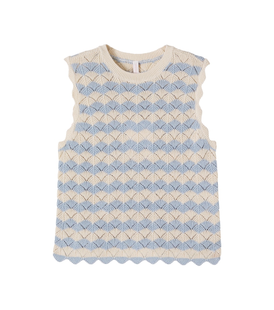 Zimmermann Kids Aster pointelle cotton and linen-blend top　Zimmermann キッズ アスター ポインテール コットン&リネンブレンド トップ Zimmermann