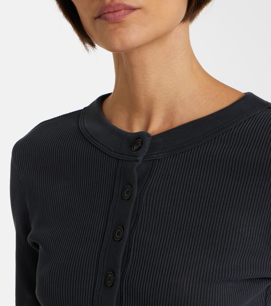 Varra Ribbed-Knit Jersey Henley Shirt