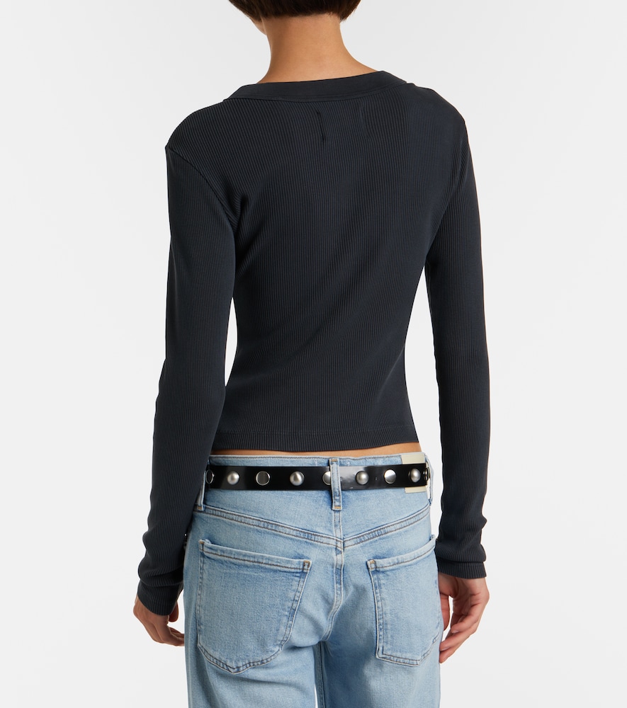 Varra Ribbed-Knit Jersey Henley Shirt