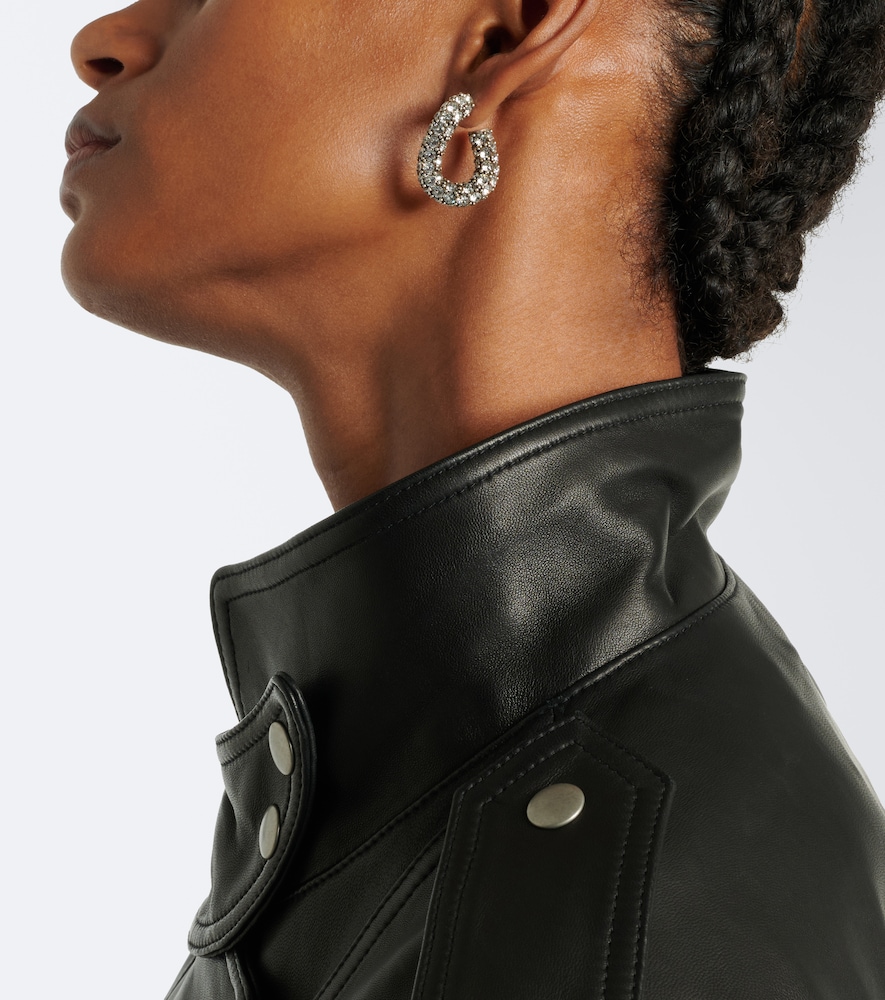 Crystal-Embellished Hoop Earrings