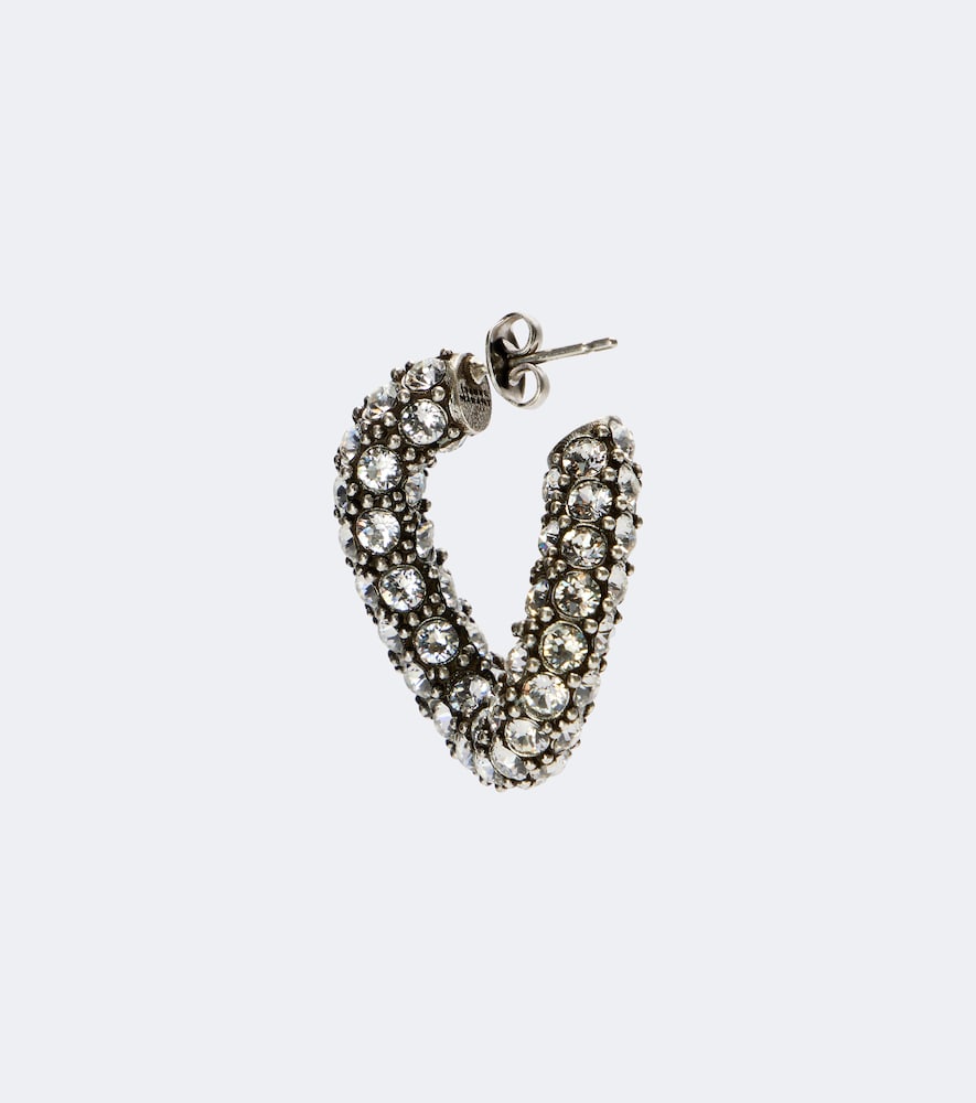 Crystal-Embellished Hoop Earrings