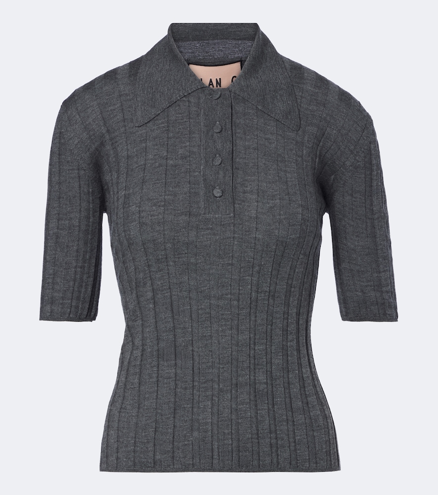 Plan C Wool Polo Sweater In Grey