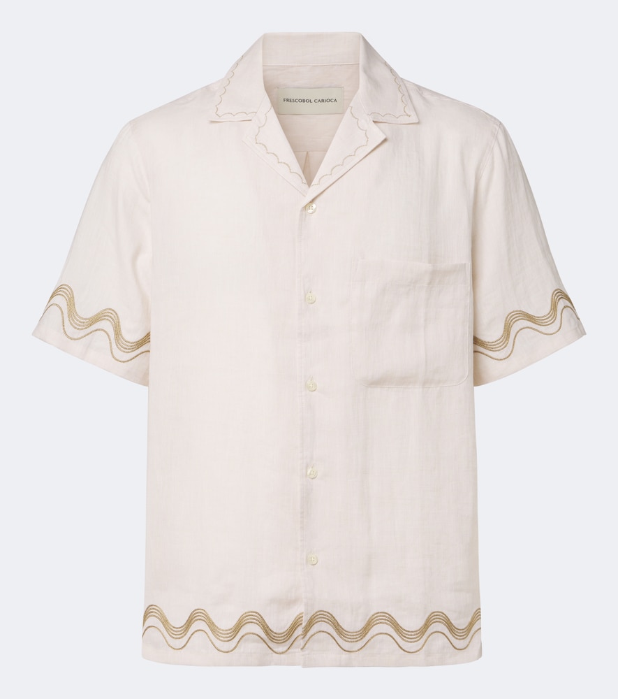 Alves Embroidered Linen Bowling Shirt
