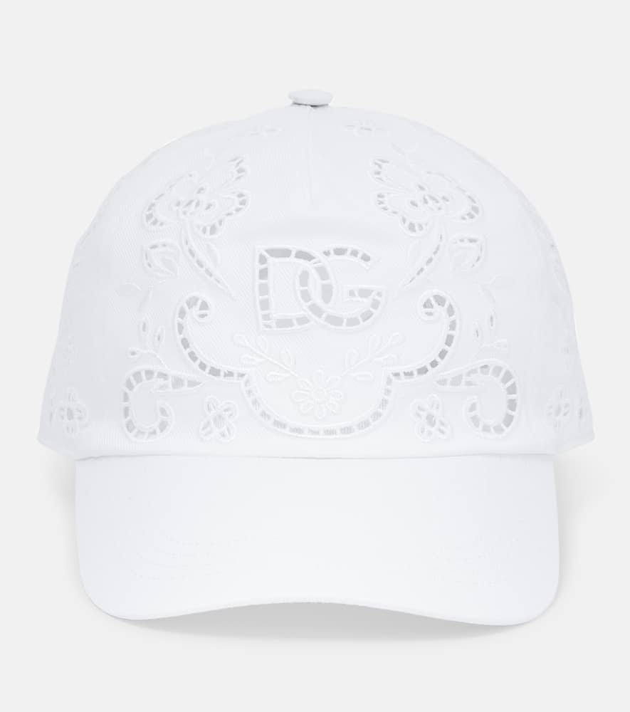 Dolce & Gabbana Cotton Blend Eyelet Lace Baseball Hat In Ricamati