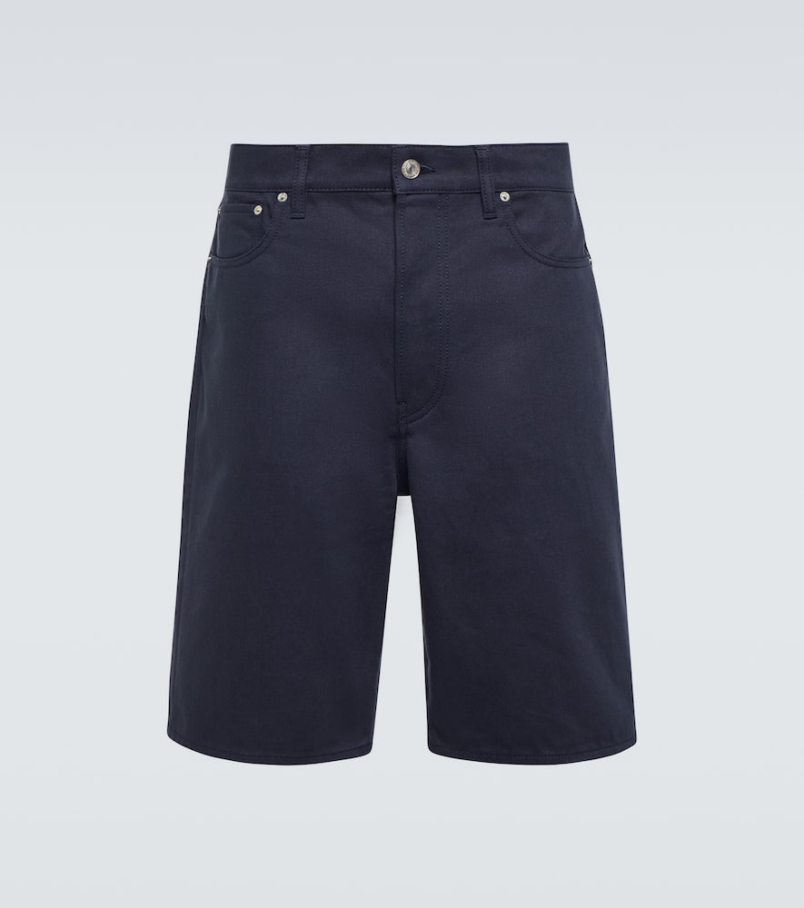 Kenzo Cotton Bermuda Shorts With Embroidered Flower Detail In Midnight Blue