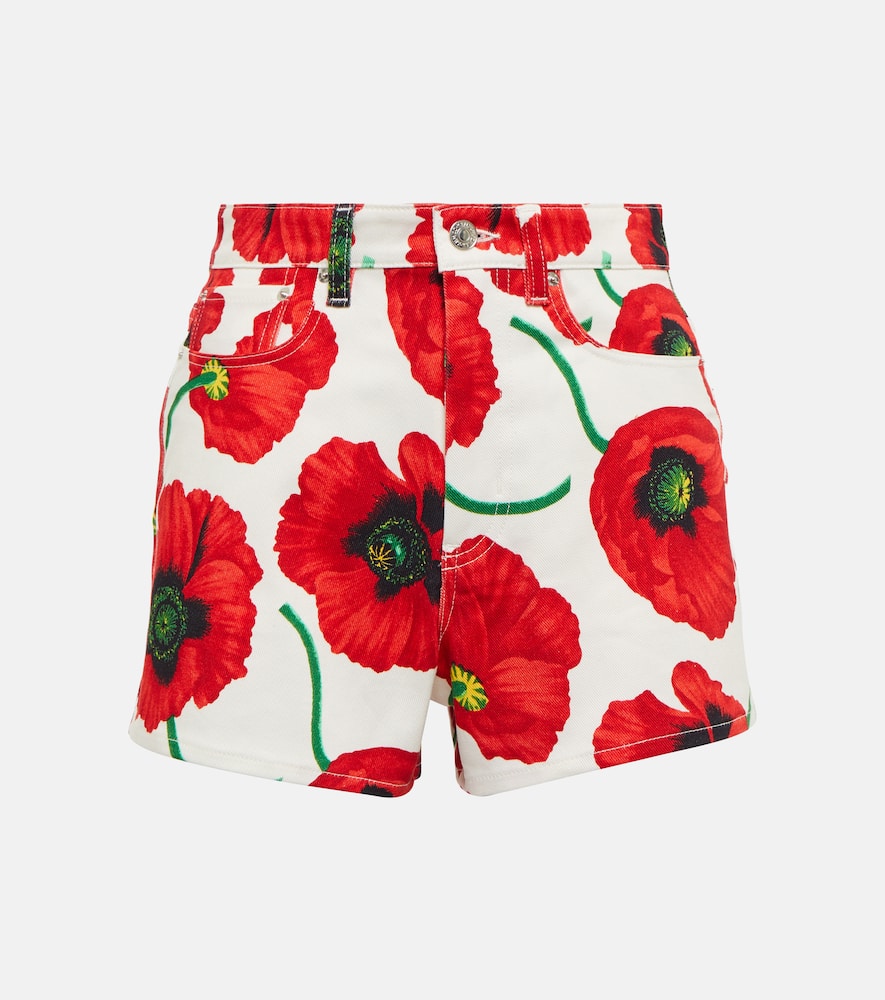 Kenzo Floral high-rise cotton denim shorts