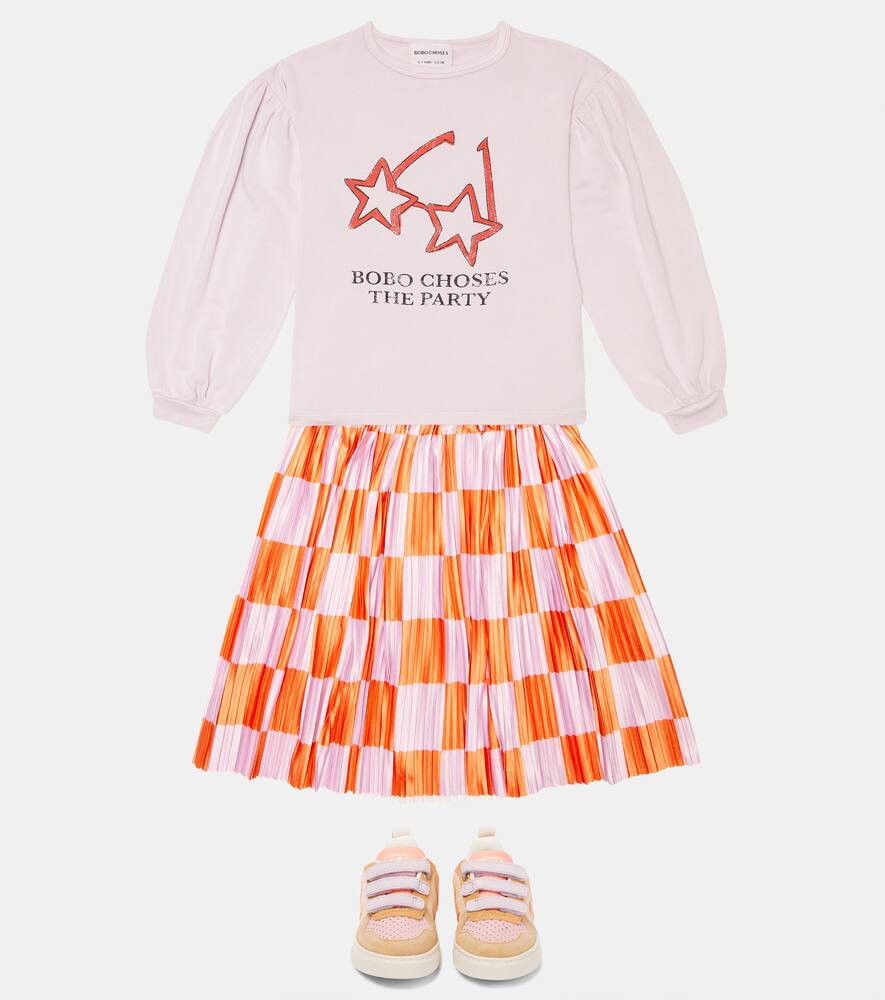 Bobo Choses Checkerboard Pleated Skirt In Red
