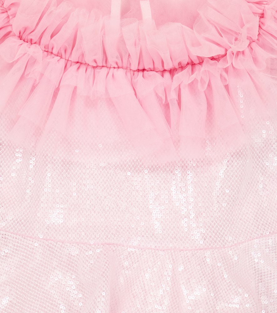 Monnalisa Sequined Ruffle Dress In Pink