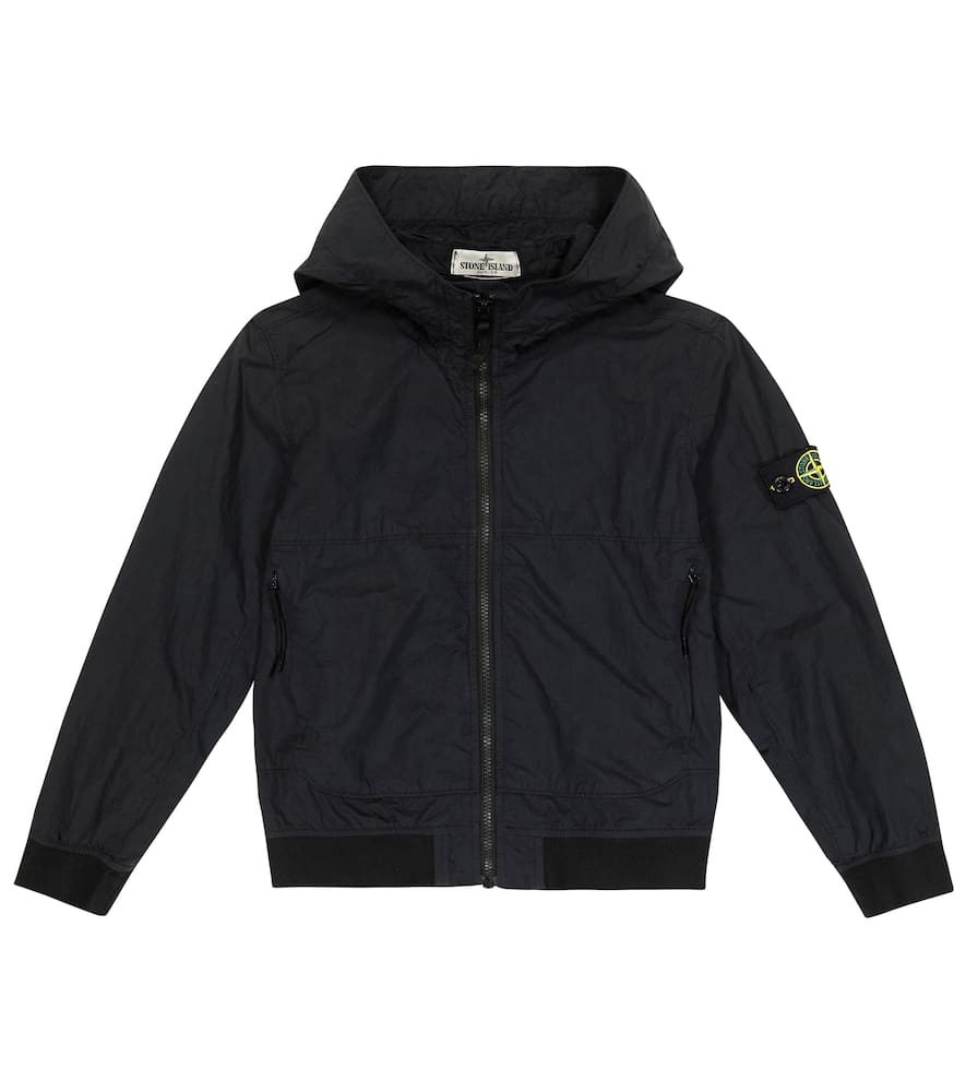 Shop Stone Island Junior Zip-up Technical Hoodie In Black