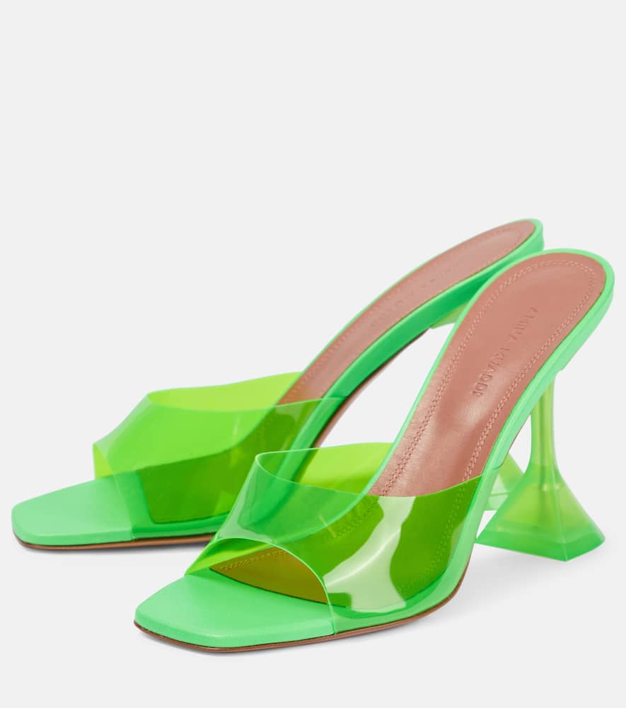 Shop Amina Muaddi Lupita Pvc Mules In Green